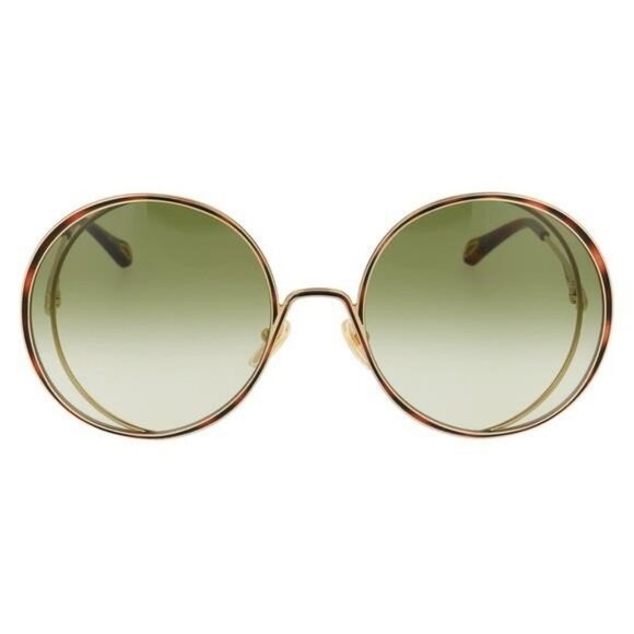 New Authentic Chloé CH 0037S 2343J3 - GOLD/ GREEN GRADIENT Round Sunglasses - Picture 1 of 13
